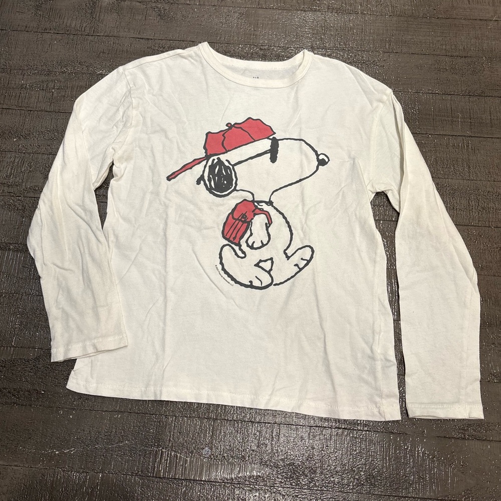GAP Cream Snoopy Long Sleeve Tee